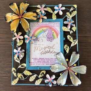 Zara Home Spain 3D Tropical Flower‎ Metal Wall Photo Picture Frame 5" x 7"